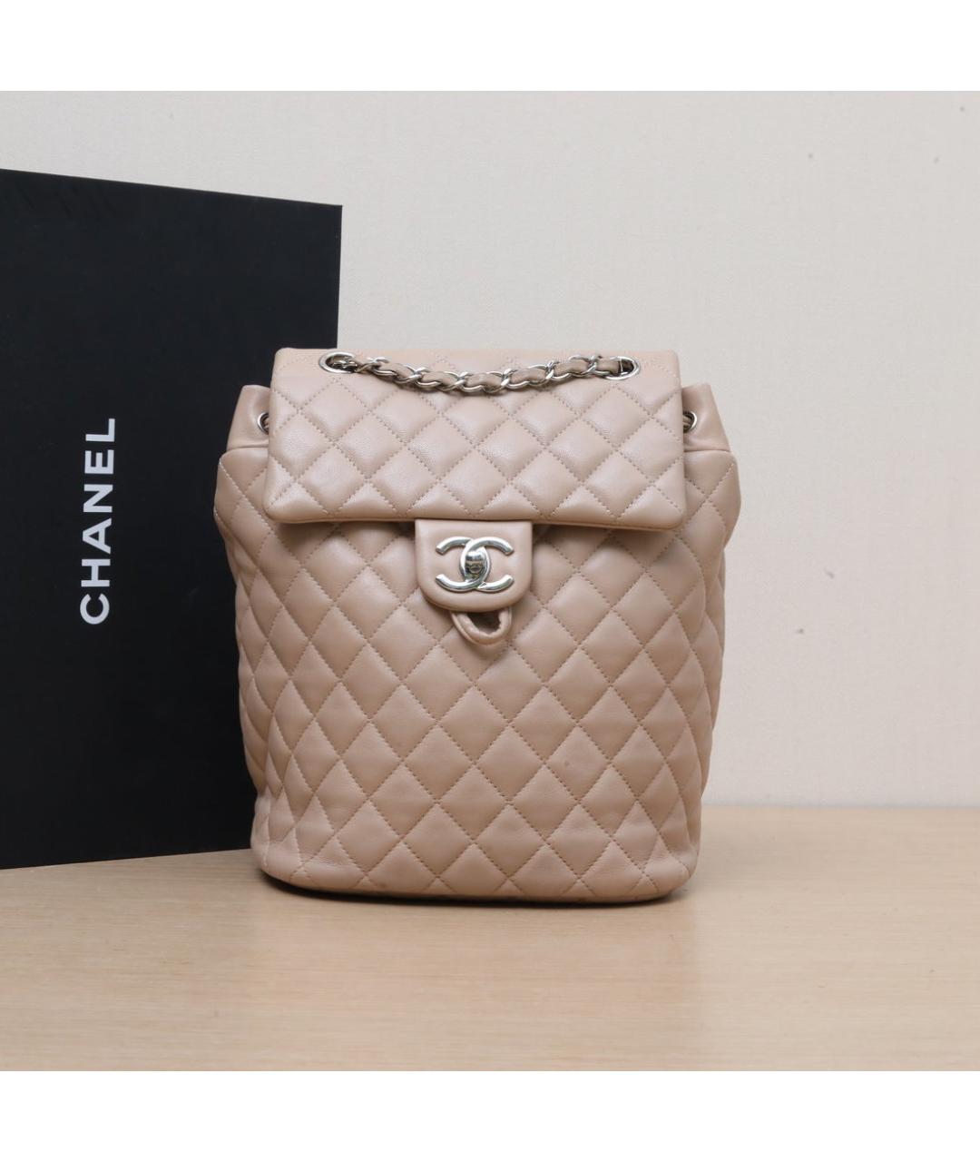 CHANEL Бежевый кожаный рюкзак, фото 2