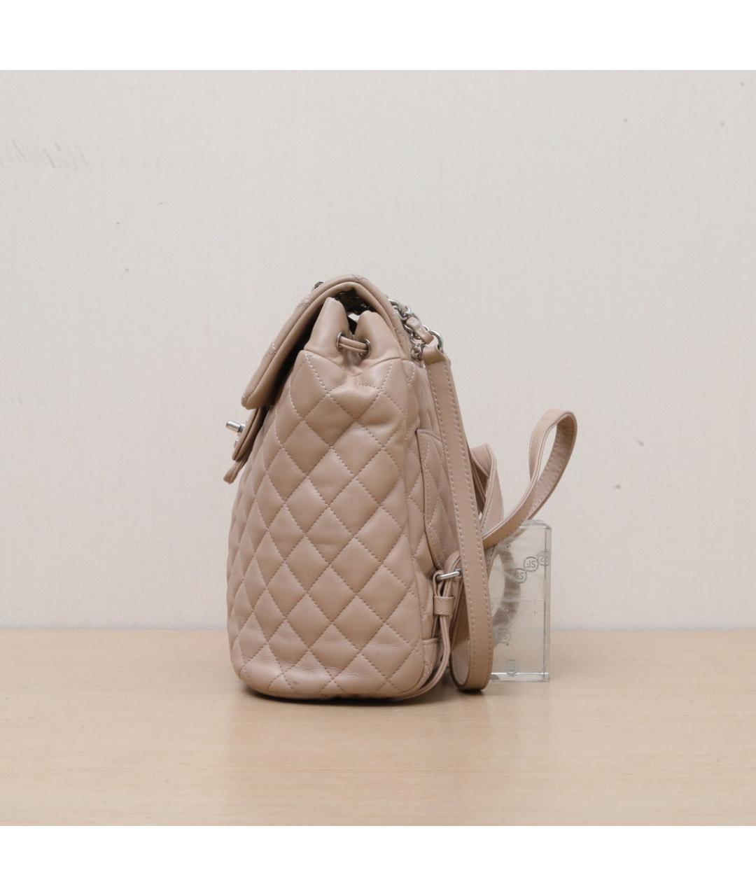 CHANEL Бежевый кожаный рюкзак, фото 5