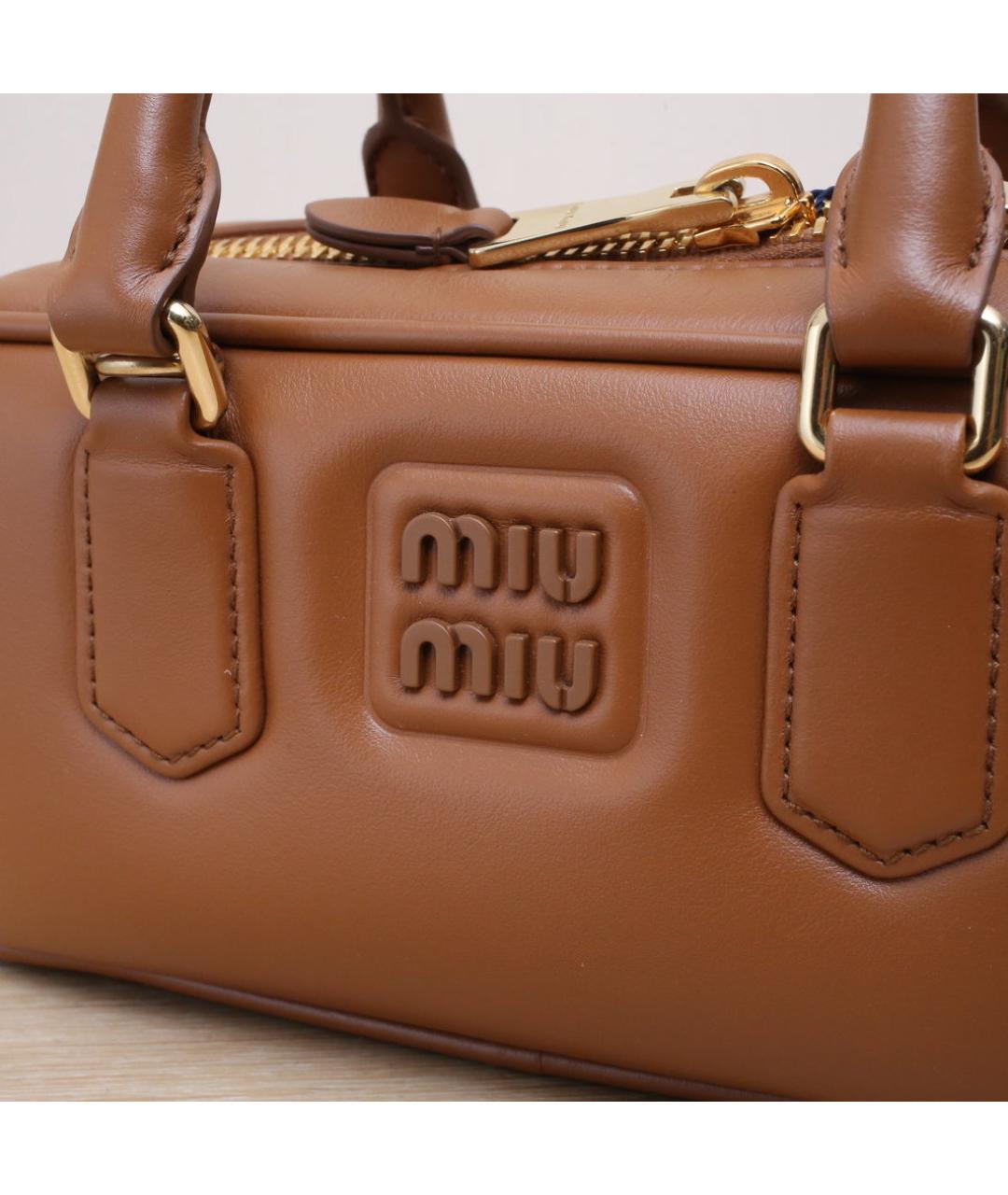MIU MIU Коричневая кожаная сумка через плечо, фото 8