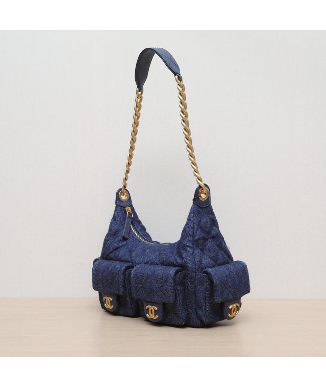 CHANEL Темно-синяя деним сумка через плечо, фото 4