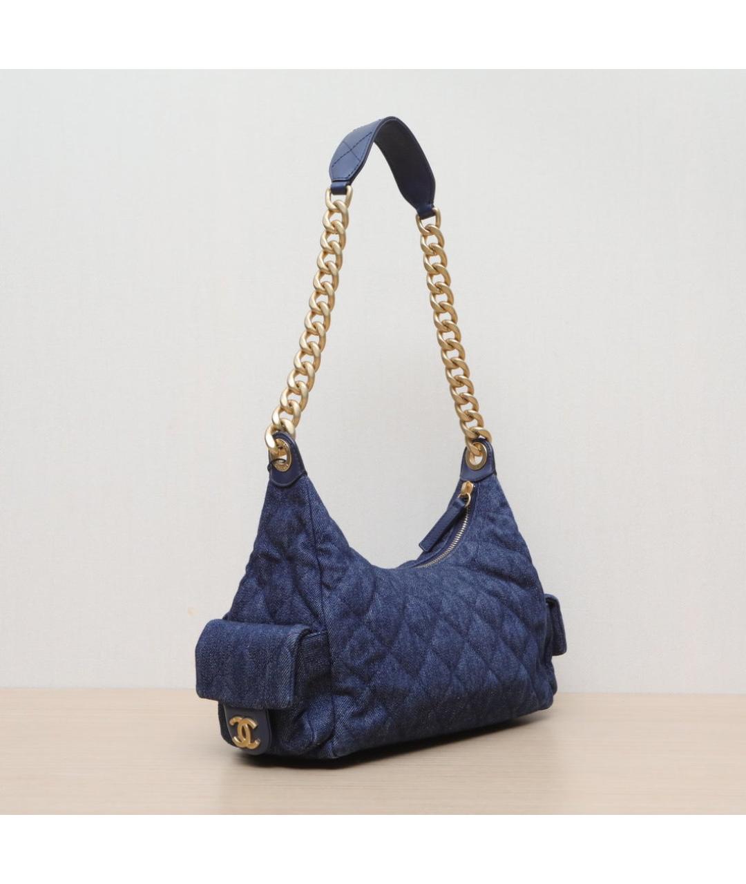 CHANEL Темно-синяя деним сумка через плечо, фото 6