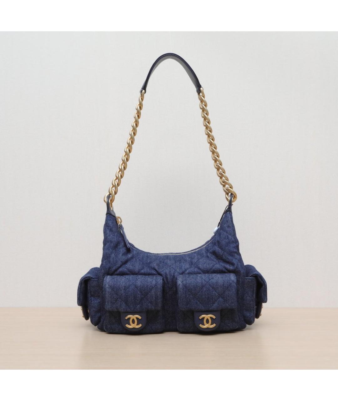 CHANEL Темно-синяя деним сумка через плечо, фото 3