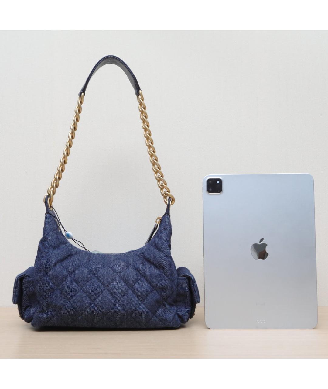 CHANEL Темно-синяя деним сумка через плечо, фото 7