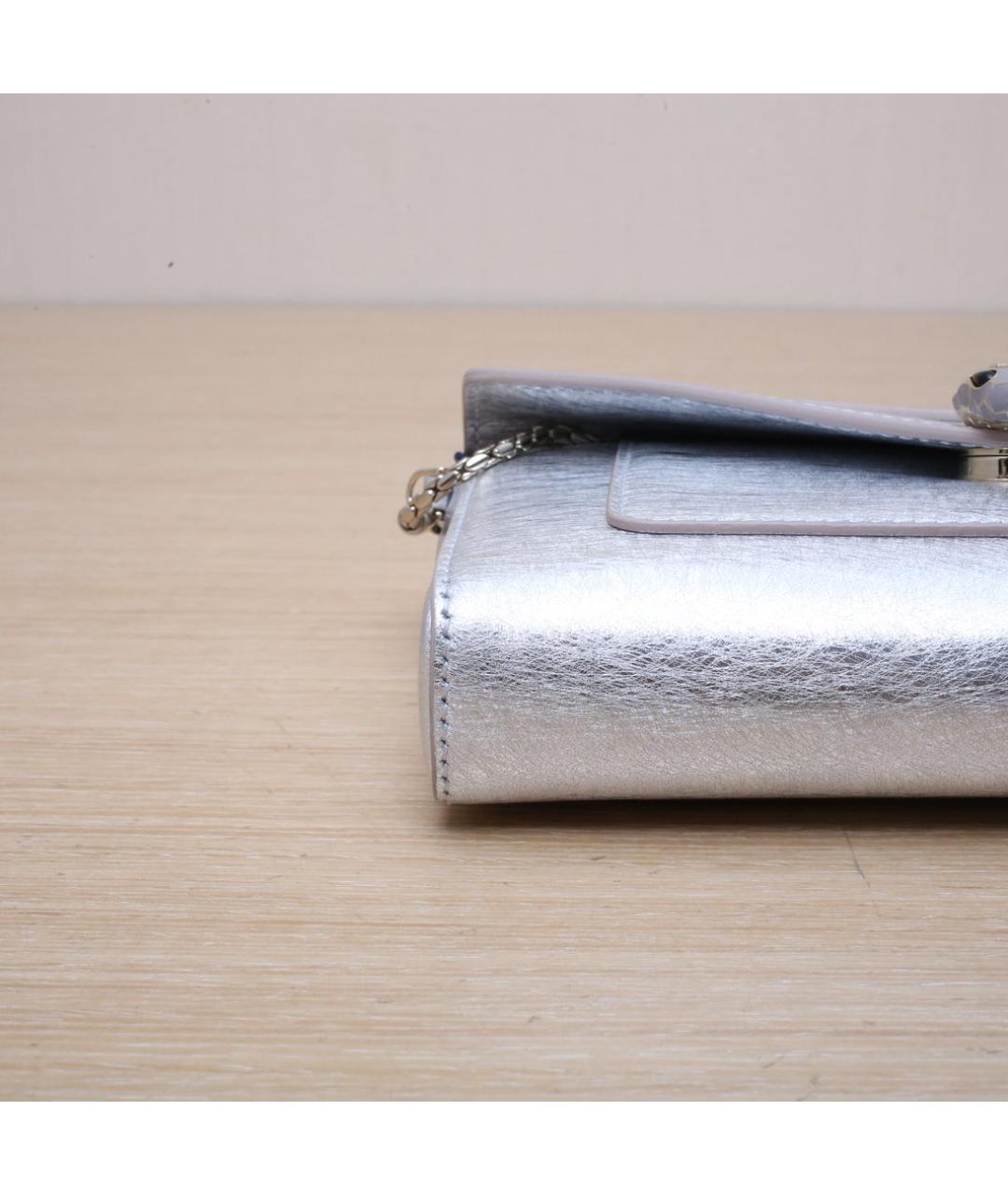 BVLGARI Серебряная кожаная сумка через плечо, фото 9