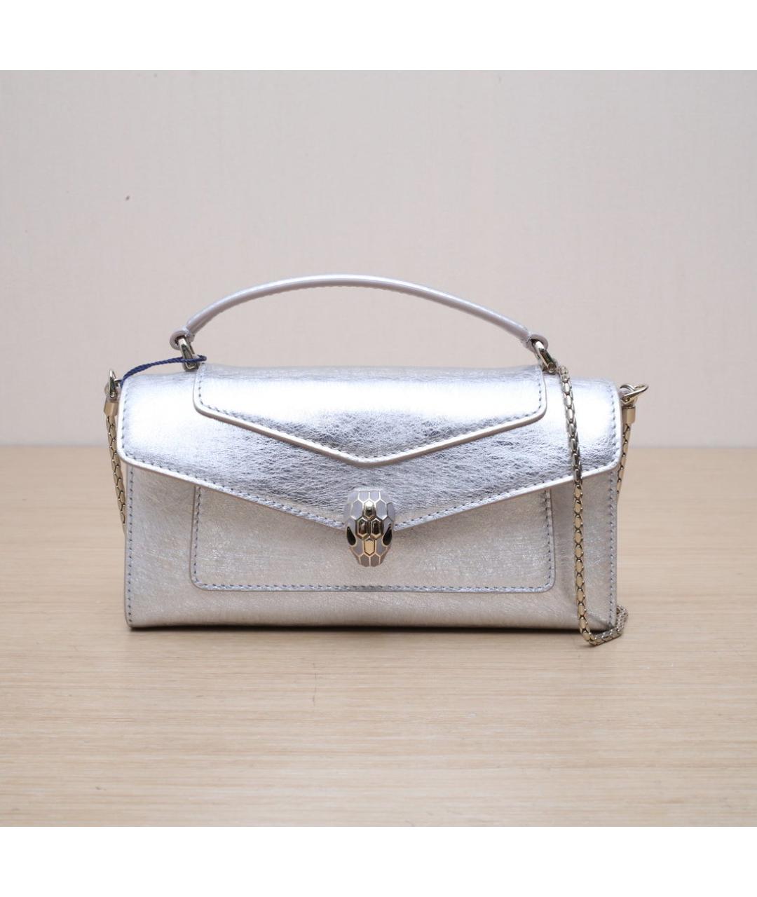 BVLGARI Серебряная кожаная сумка через плечо, фото 3