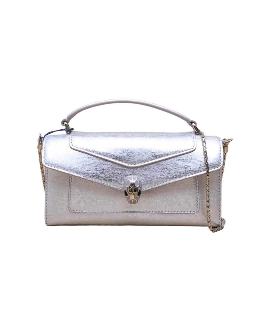 BVLGARI Серебряная кожаная сумка через плечо, фото 1