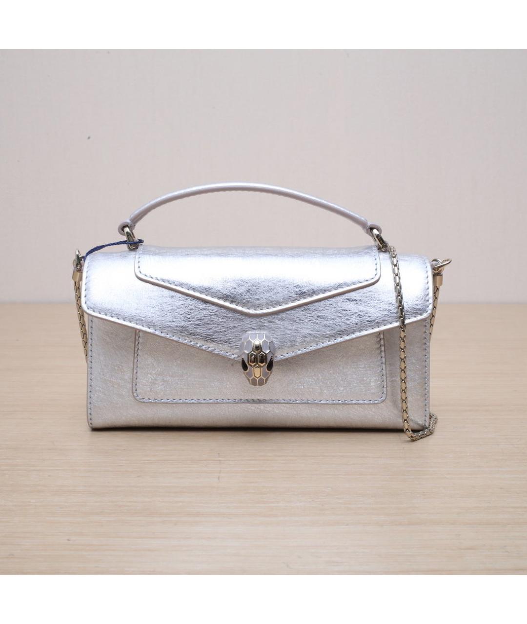 BVLGARI Серебряная кожаная сумка через плечо, фото 2