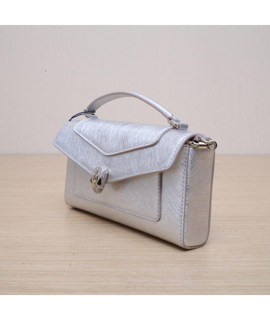 BVLGARI Серебряная кожаная сумка через плечо, фото 4