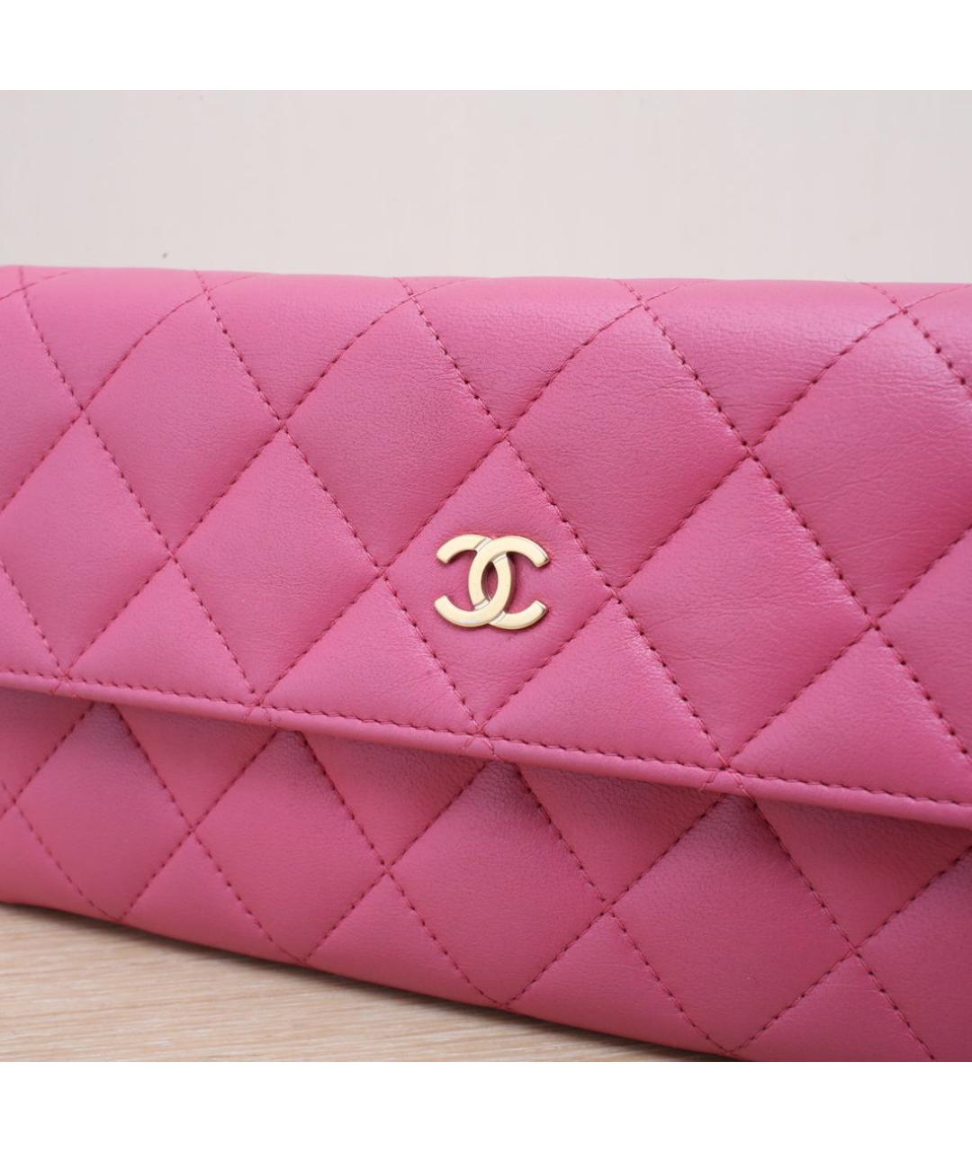CHANEL Фуксия кожаный кошелек, фото 8
