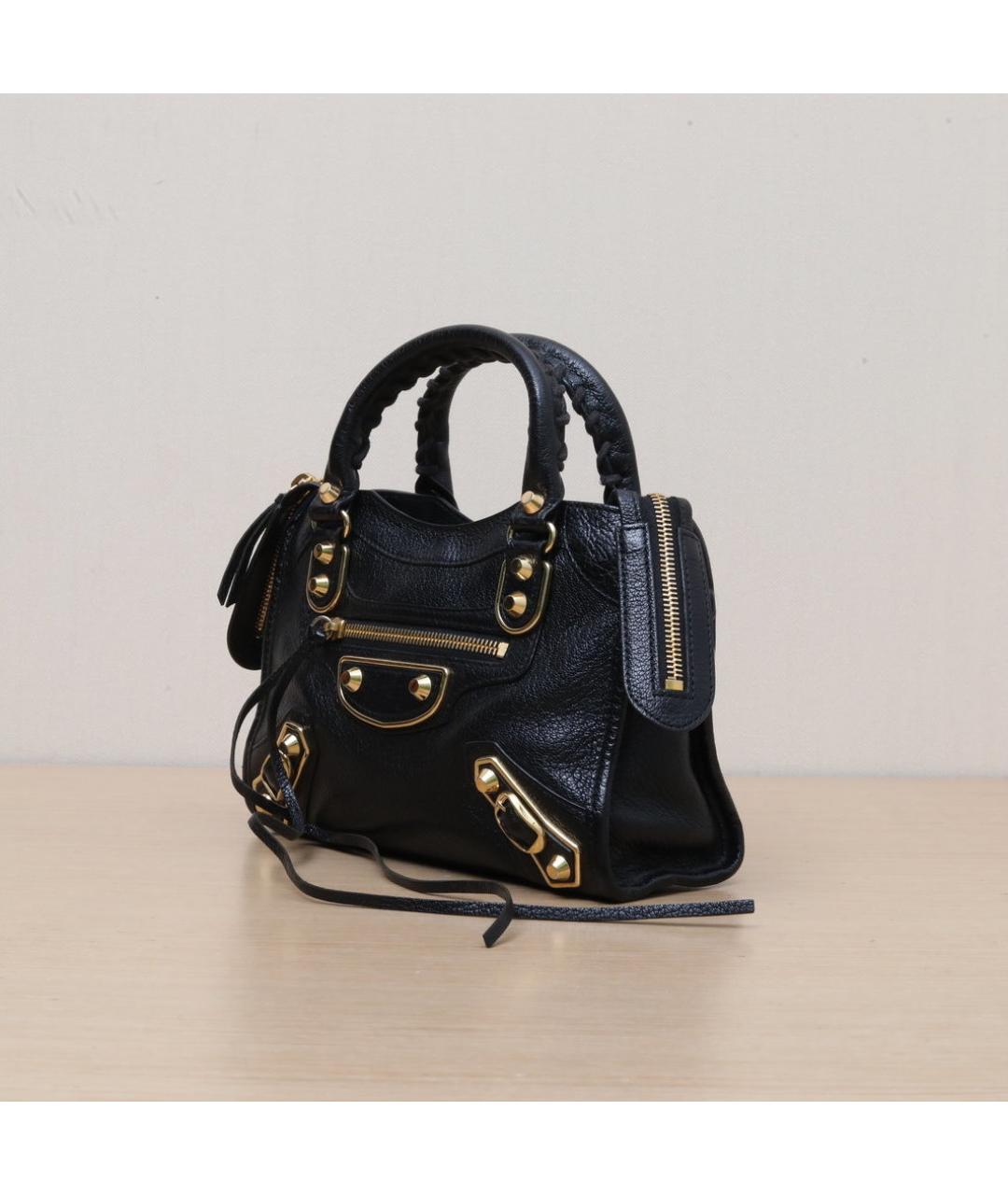 BALENCIAGA Черная кожаная сумка через плечо, фото 4