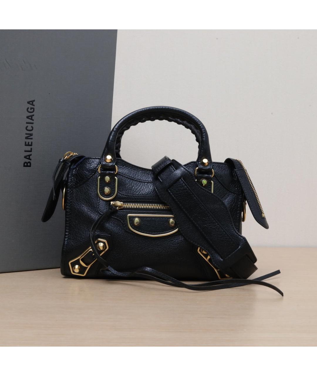 BALENCIAGA Черная кожаная сумка через плечо, фото 2