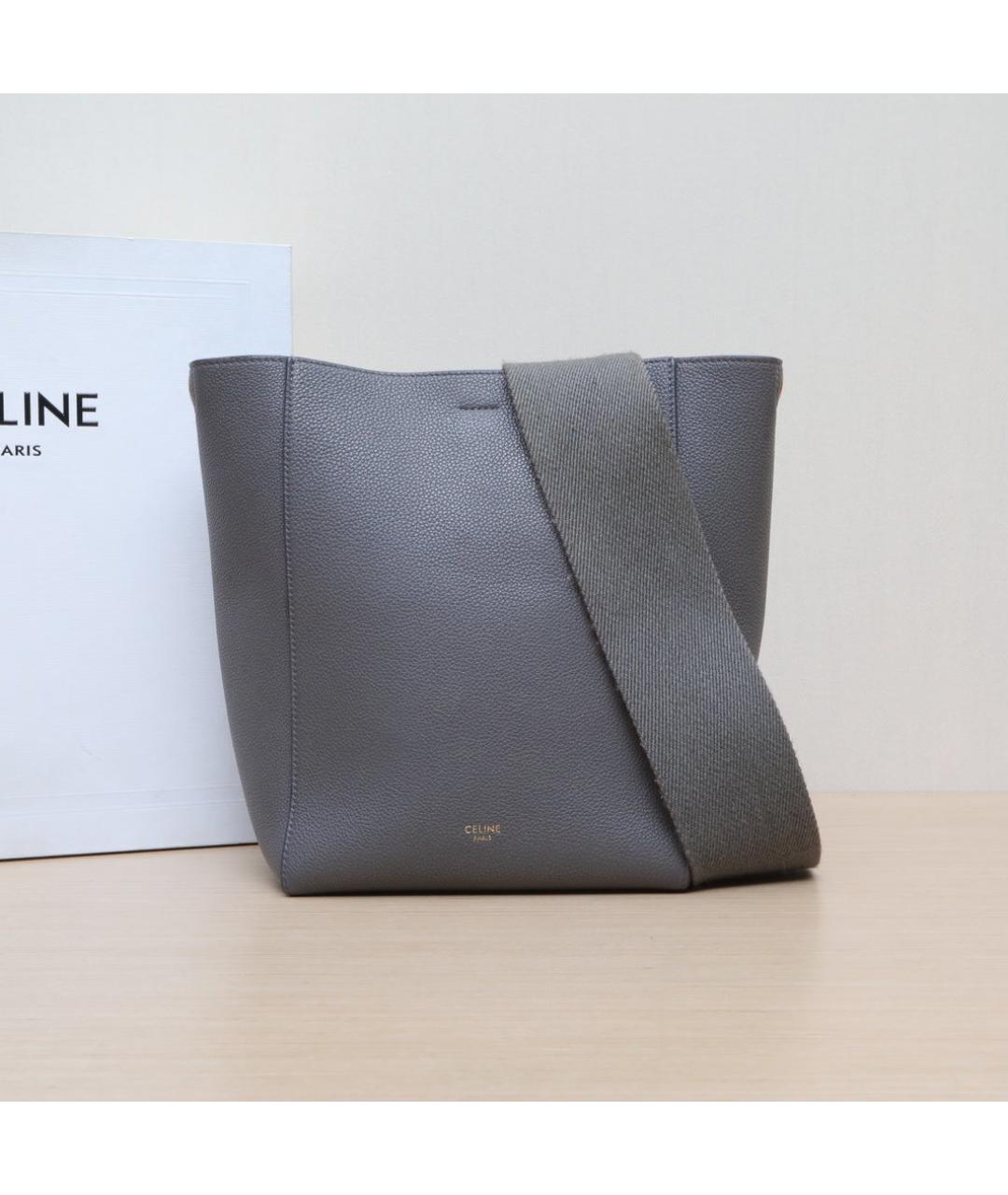 CELINE Серая кожаная сумка через плечо, фото 2