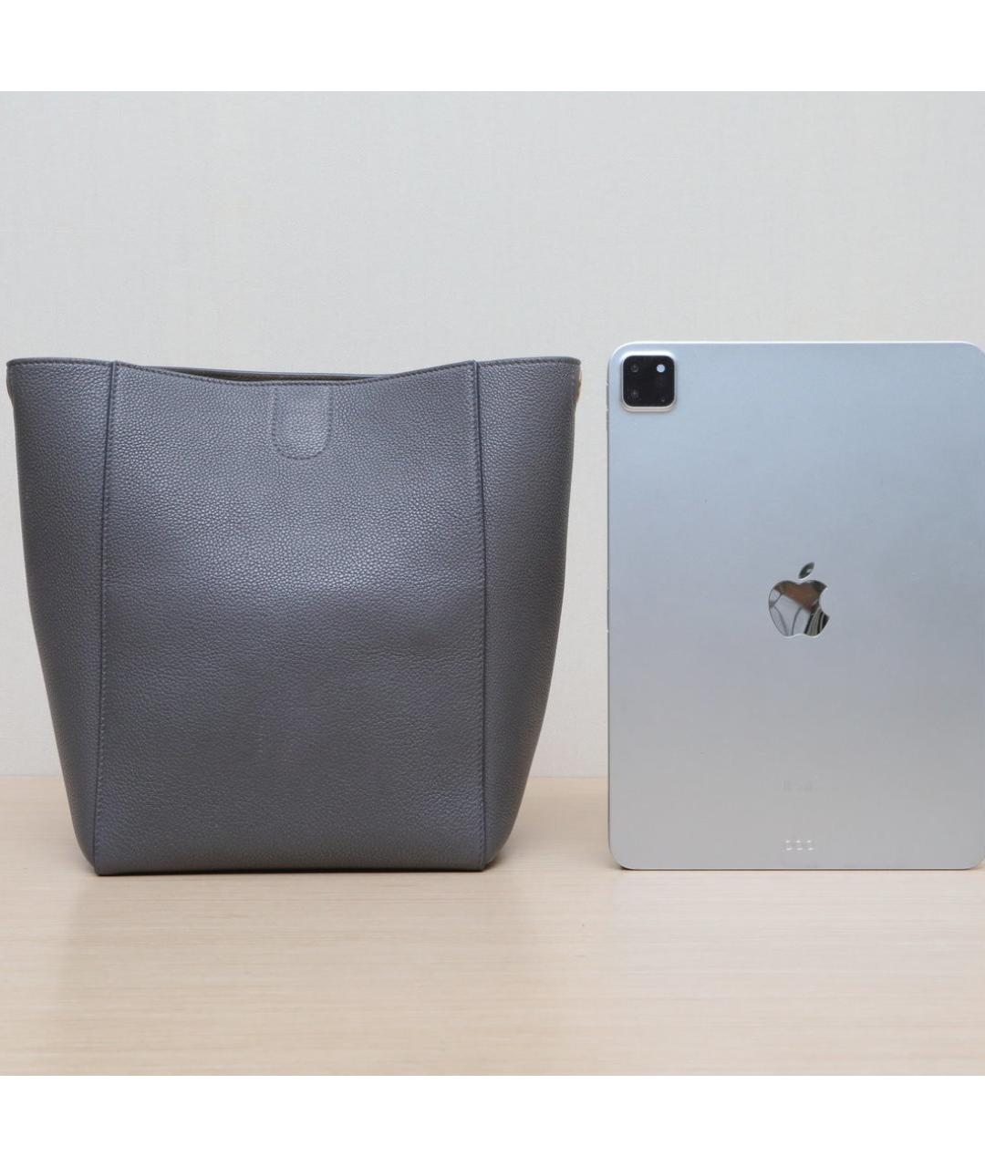 CELINE Серая кожаная сумка через плечо, фото 7