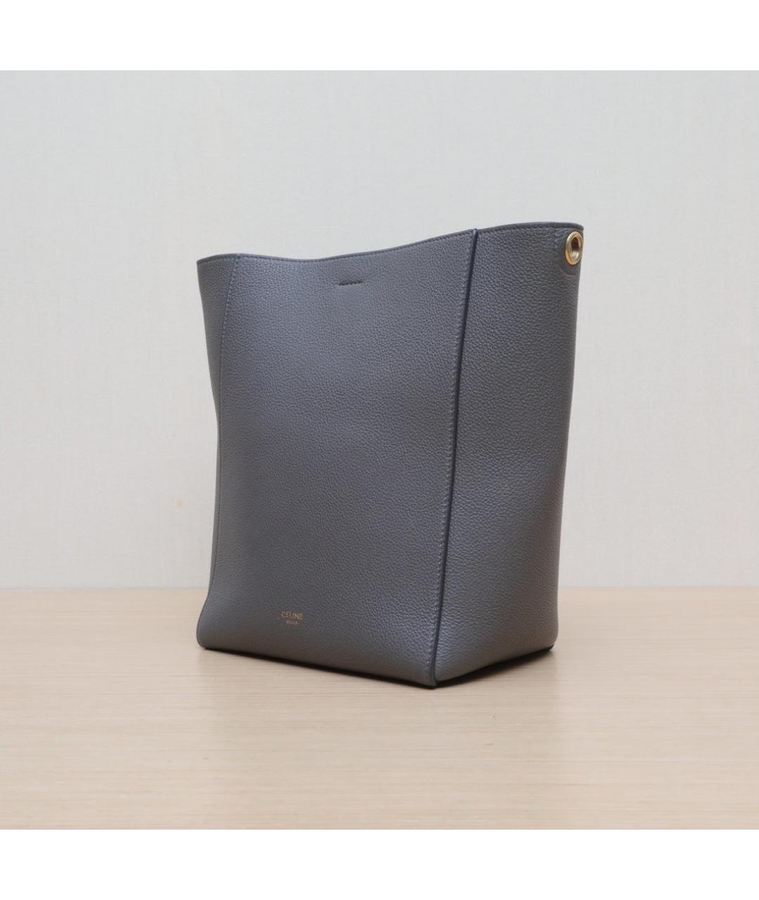 CELINE Серая кожаная сумка через плечо, фото 4
