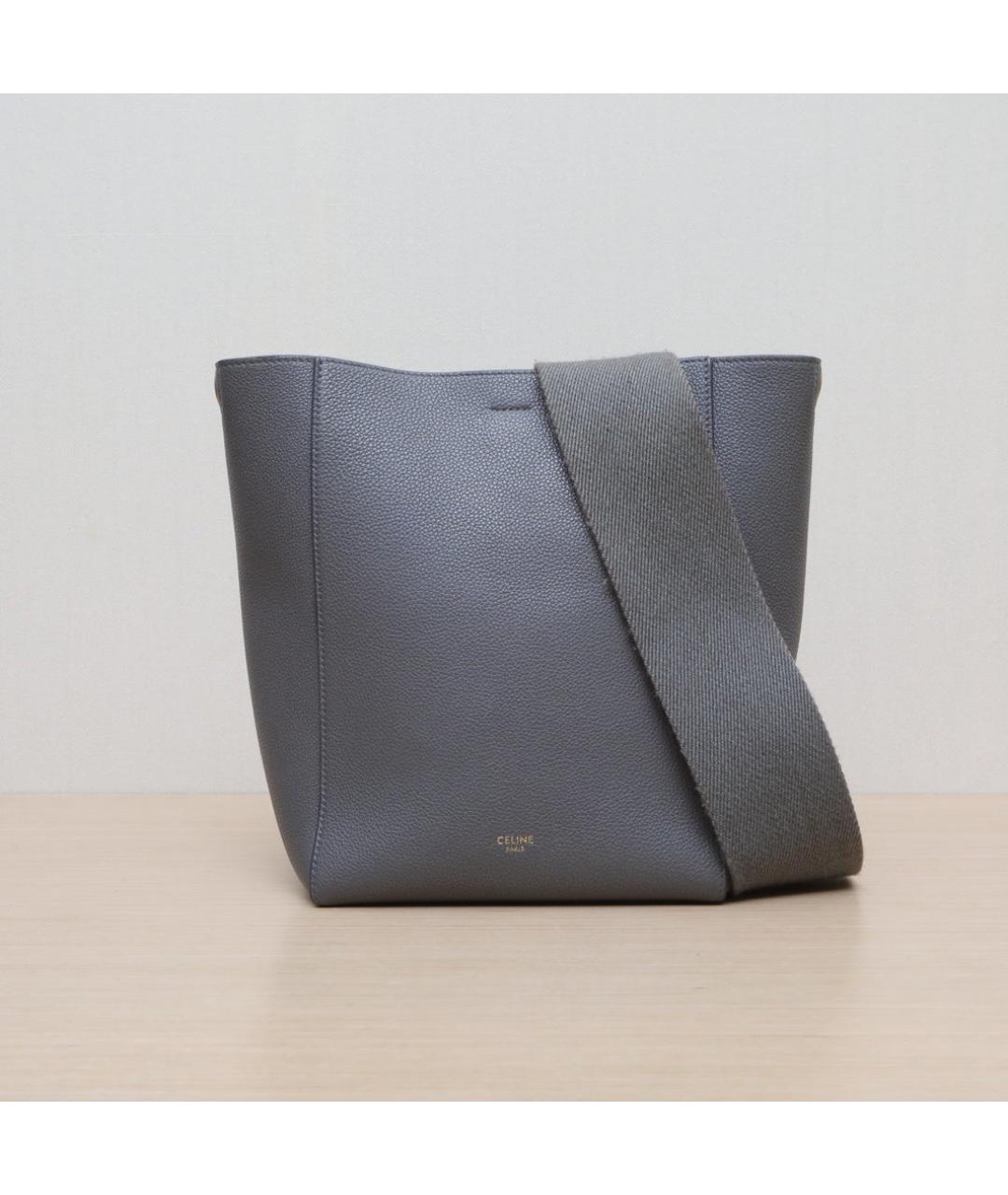 CELINE Серая кожаная сумка через плечо, фото 3