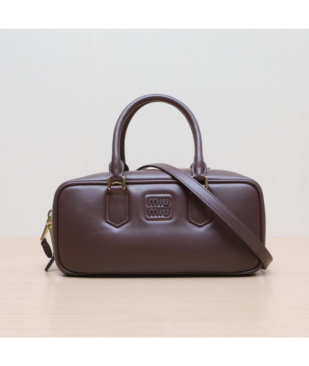 MIU MIU Коричневая кожаная сумка через плечо, фото 3