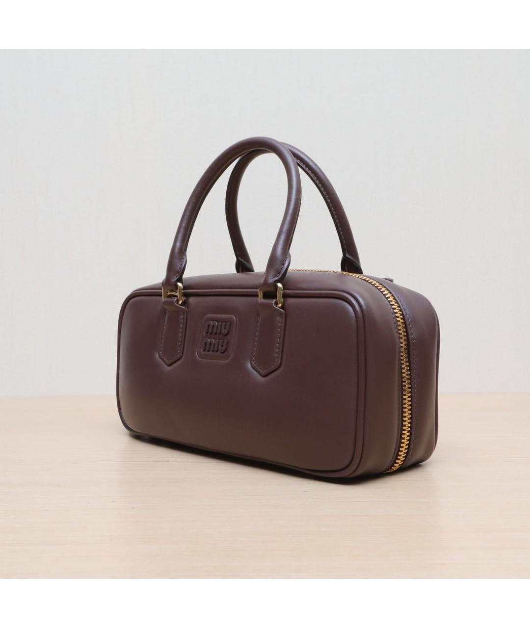 MIU MIU Коричневая кожаная сумка через плечо, фото 4