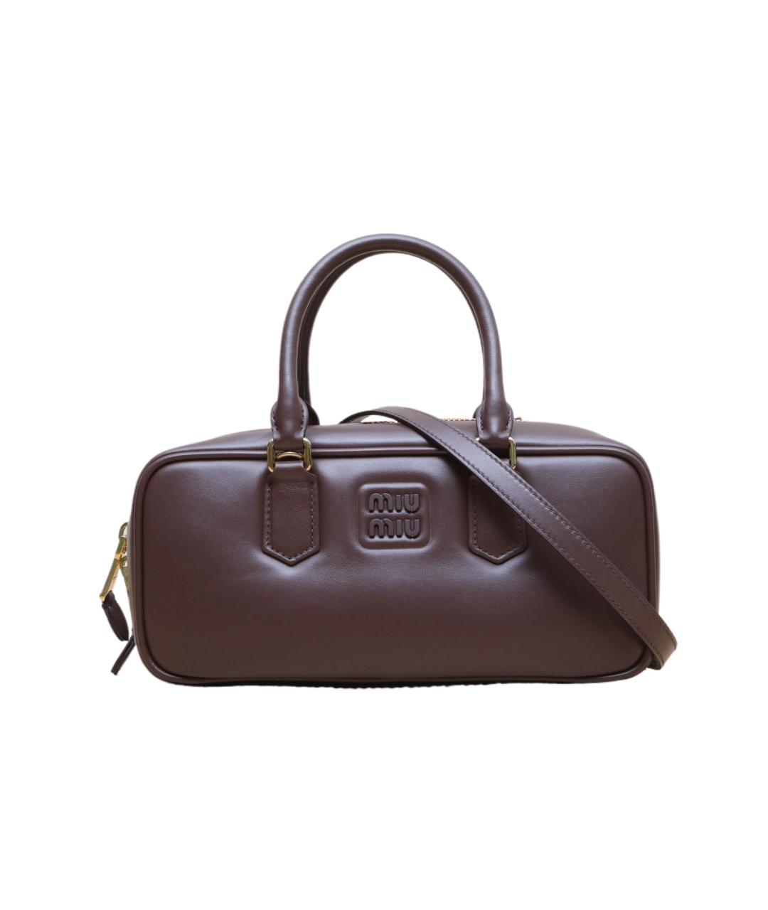 MIU MIU Коричневая кожаная сумка через плечо, фото 1