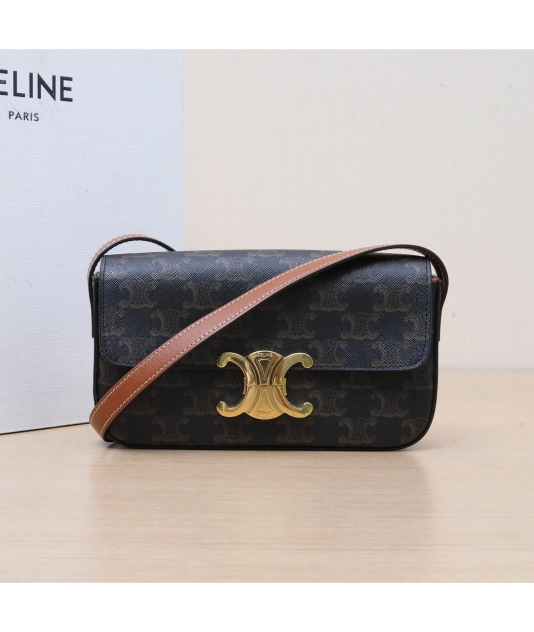 CELINE Черная кожаная сумка через плечо, фото 2