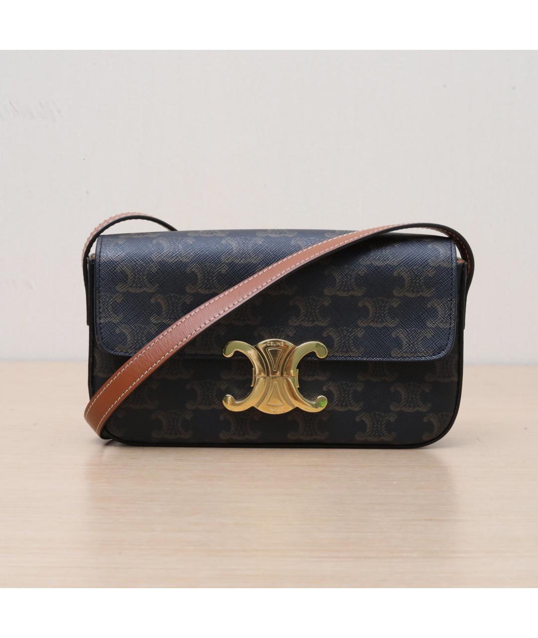 CELINE Черная кожаная сумка через плечо, фото 3