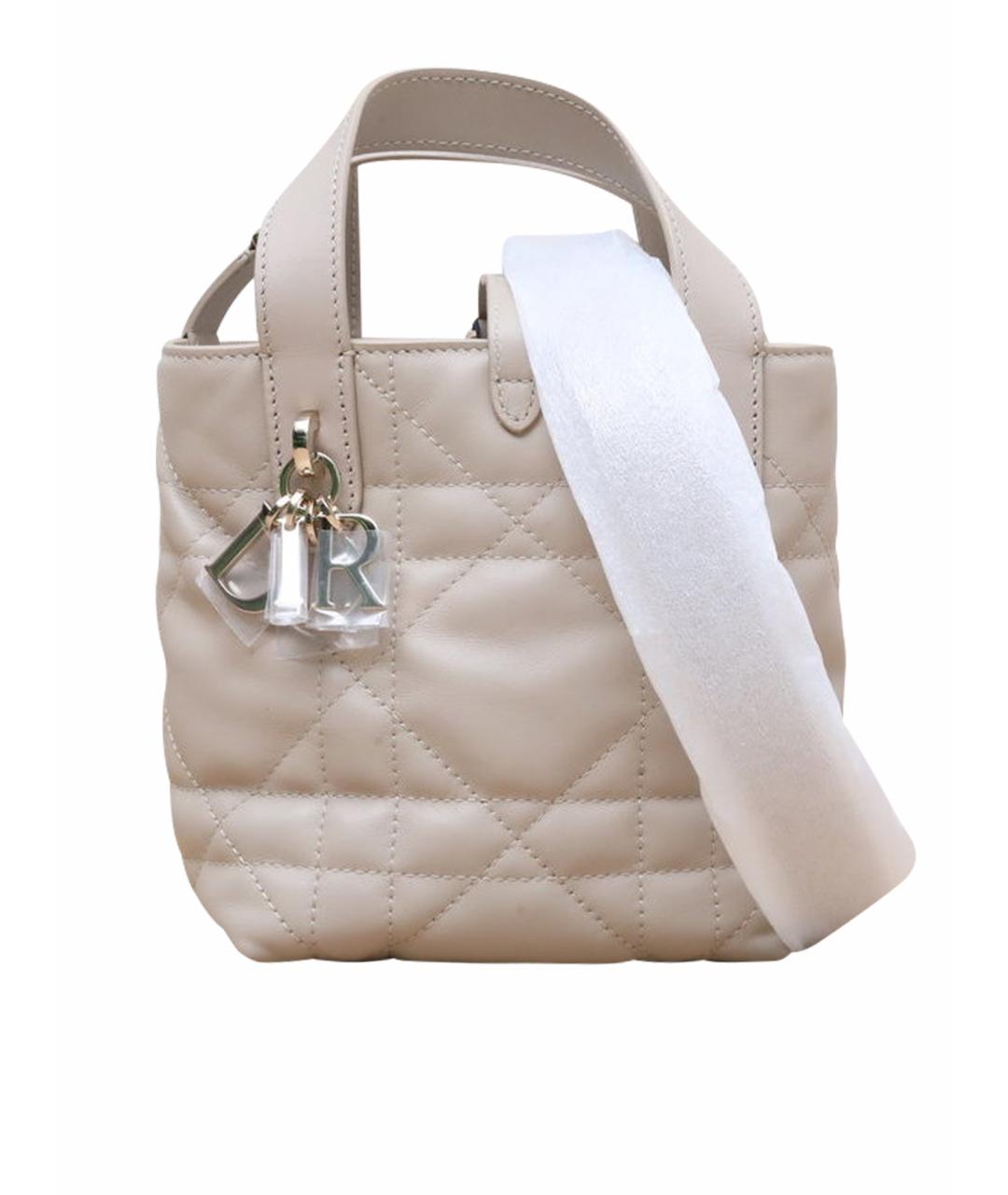 CHRISTIAN DIOR Бежевая кожаная сумка через плечо, фото 1