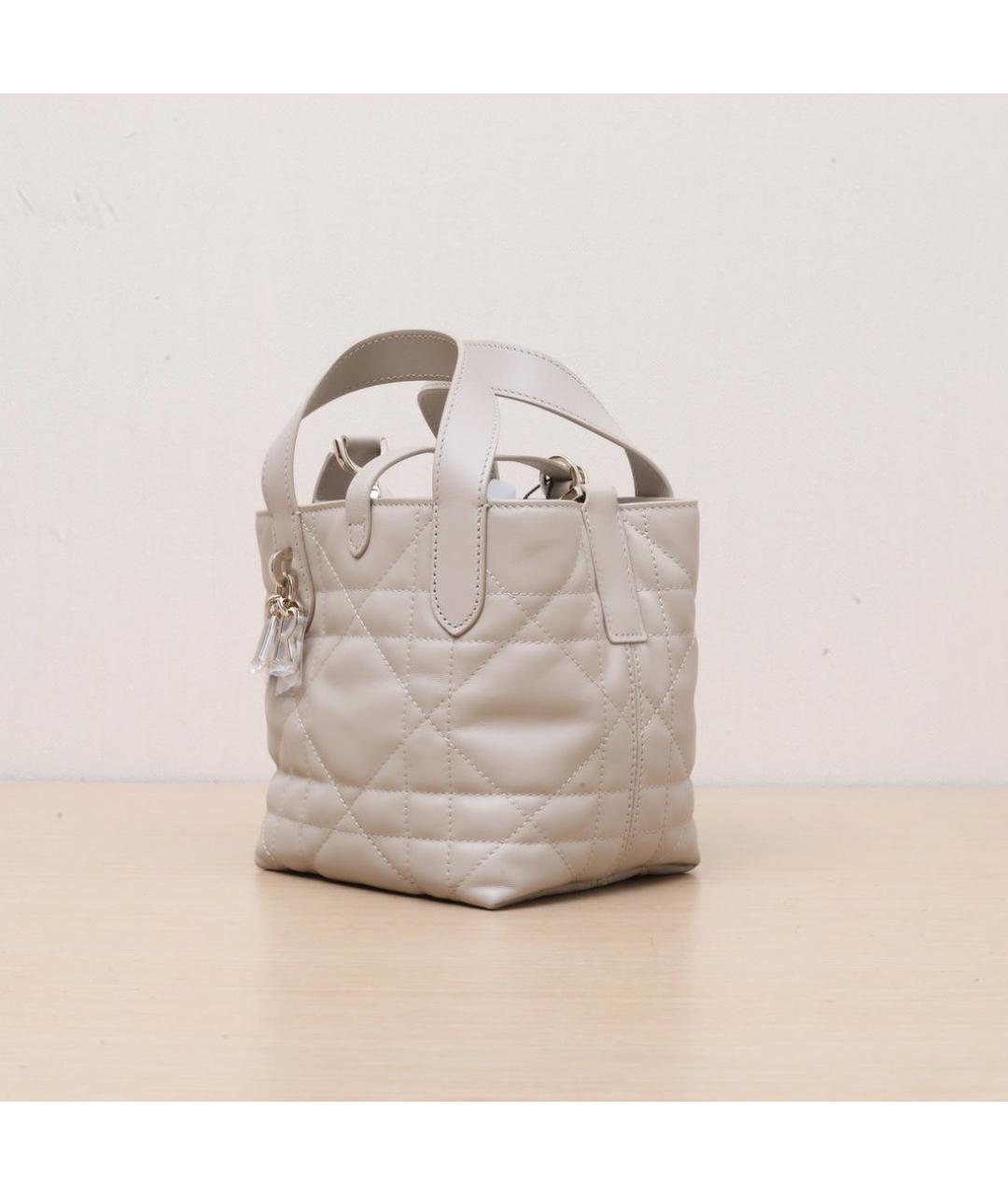 CHRISTIAN DIOR Бежевая кожаная сумка через плечо, фото 4