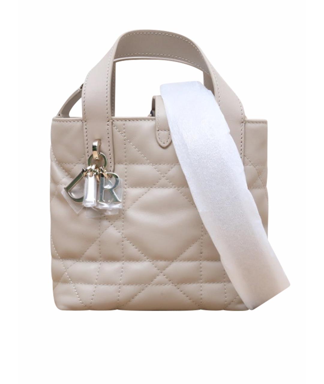 CHRISTIAN DIOR Бежевая кожаная сумка через плечо, фото 10