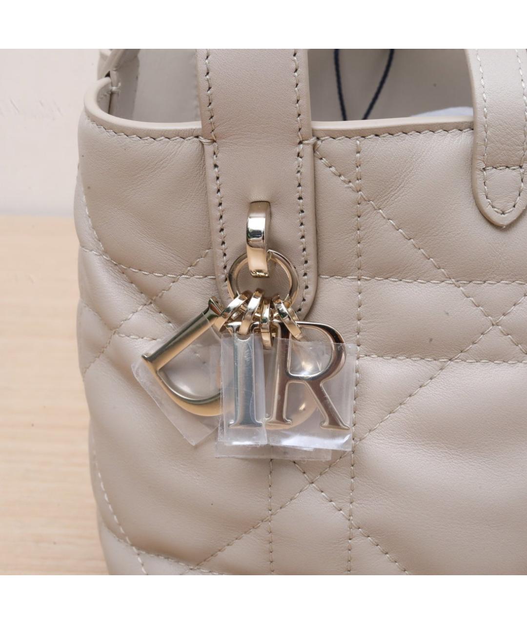 CHRISTIAN DIOR Бежевая кожаная сумка через плечо, фото 8