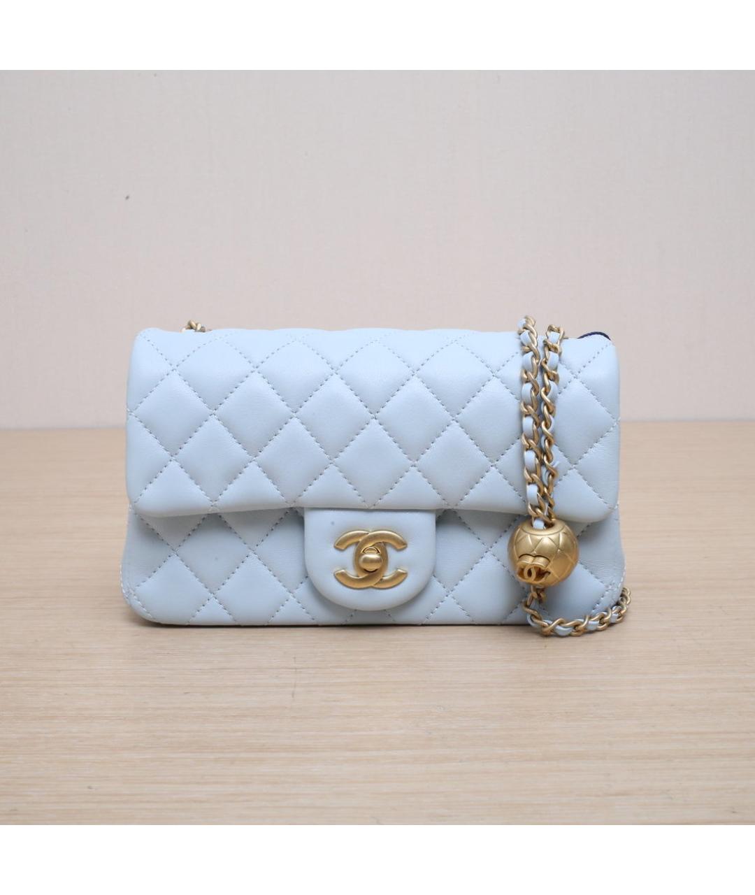 CHANEL Голубая кожаная сумка через плечо, фото 3