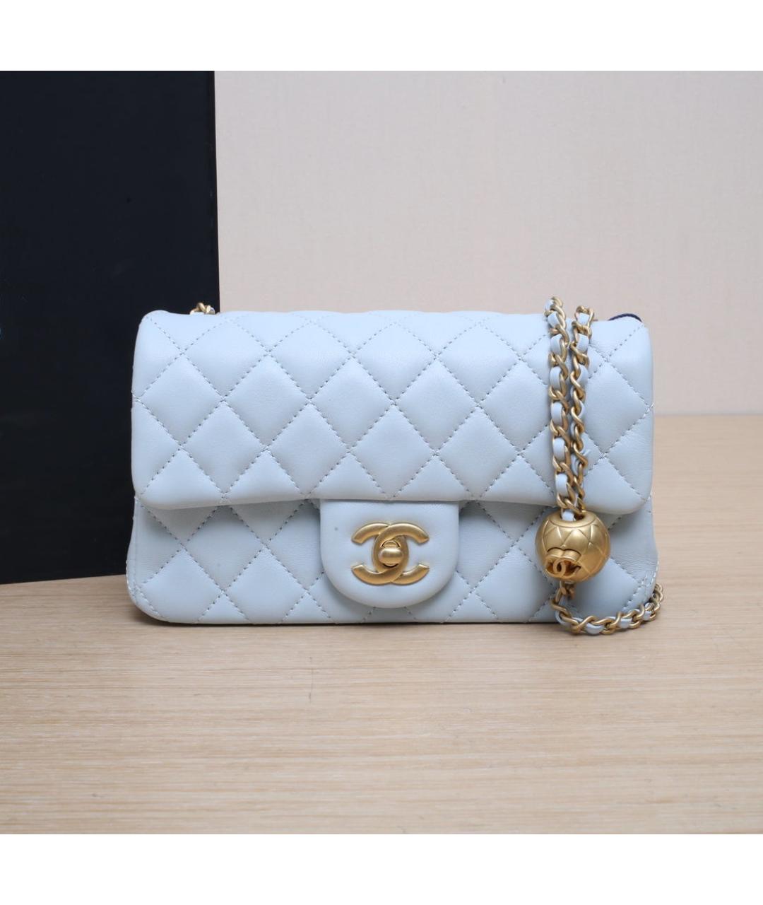 CHANEL Голубая кожаная сумка через плечо, фото 2