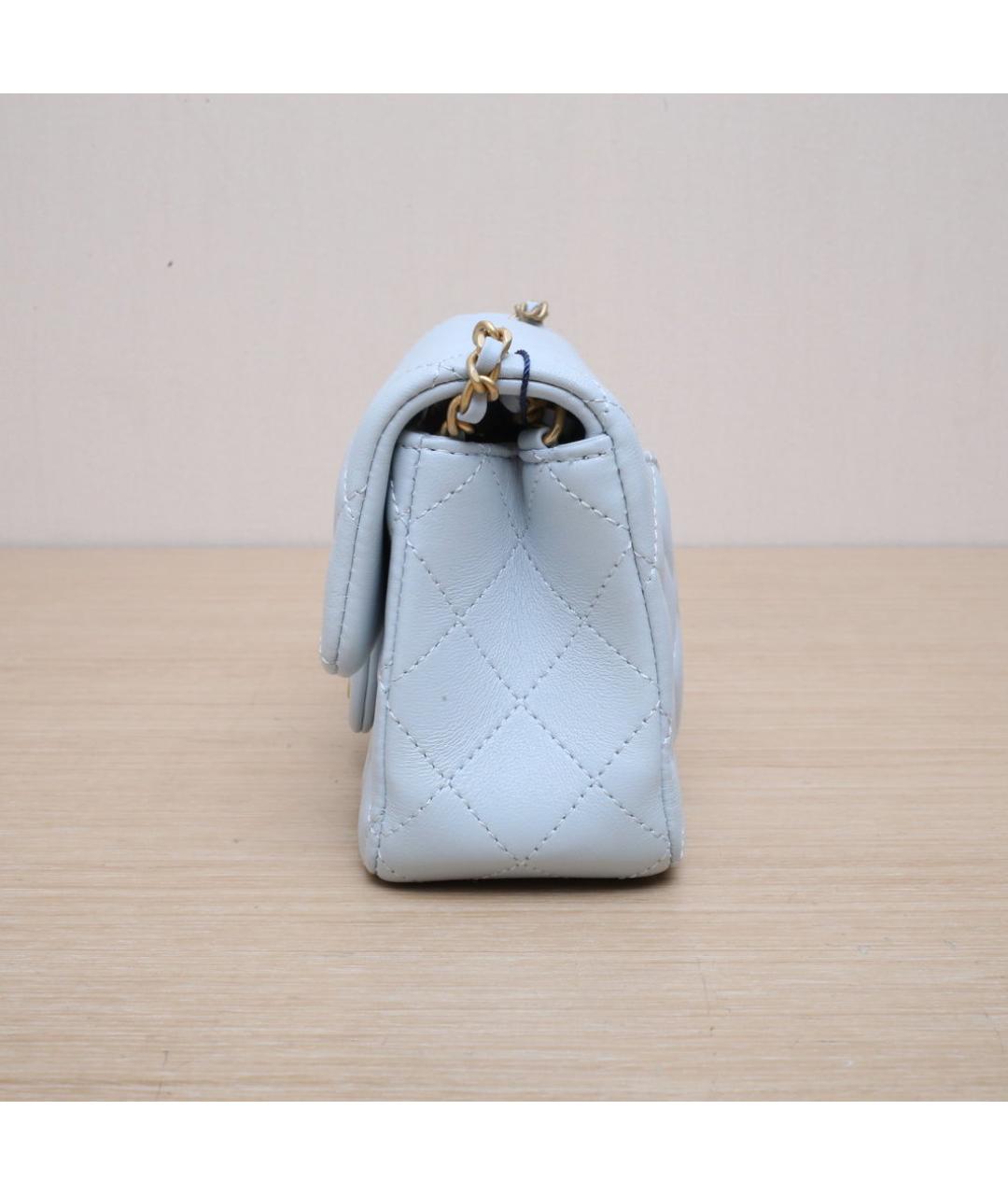 CHANEL Голубая кожаная сумка через плечо, фото 5