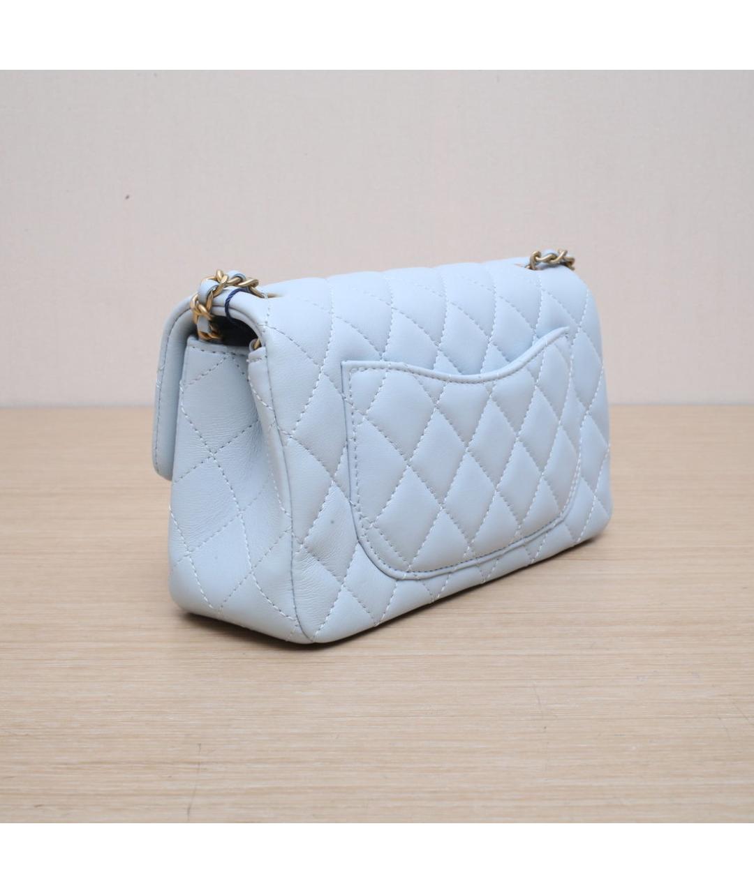 CHANEL Голубая кожаная сумка через плечо, фото 6