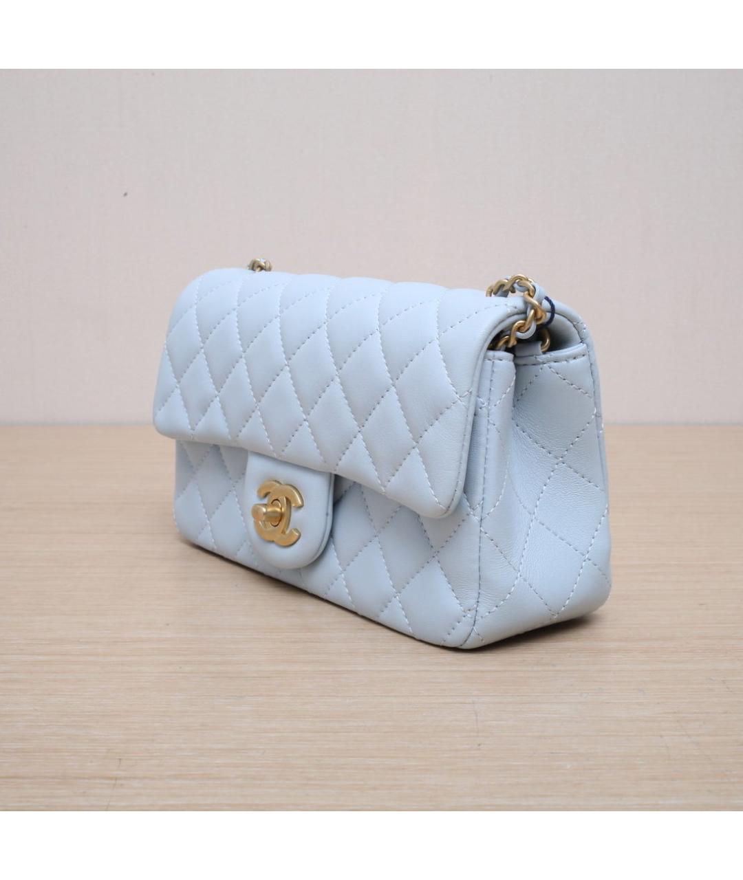 CHANEL Голубая кожаная сумка через плечо, фото 4