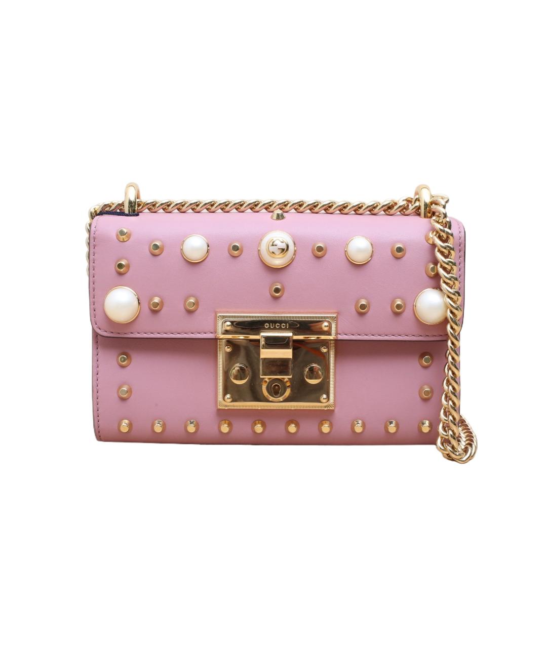 GUCCI Розовая кожаная сумка через плечо, фото 1