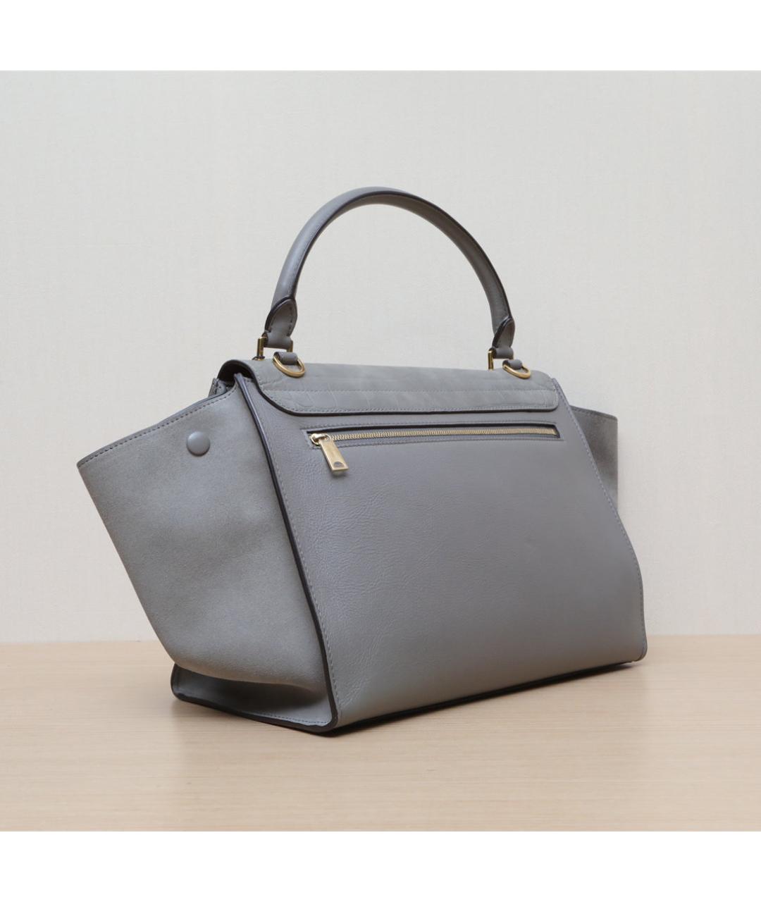 CELINE Серая кожаная сумка через плечо, фото 6