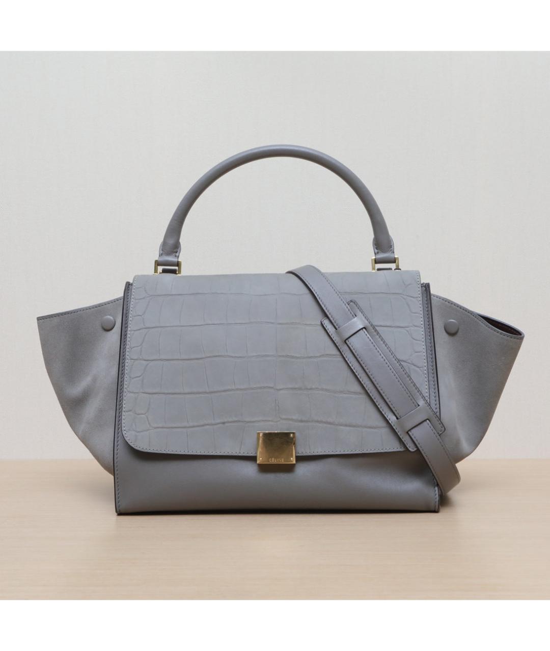 CELINE Серая кожаная сумка через плечо, фото 3