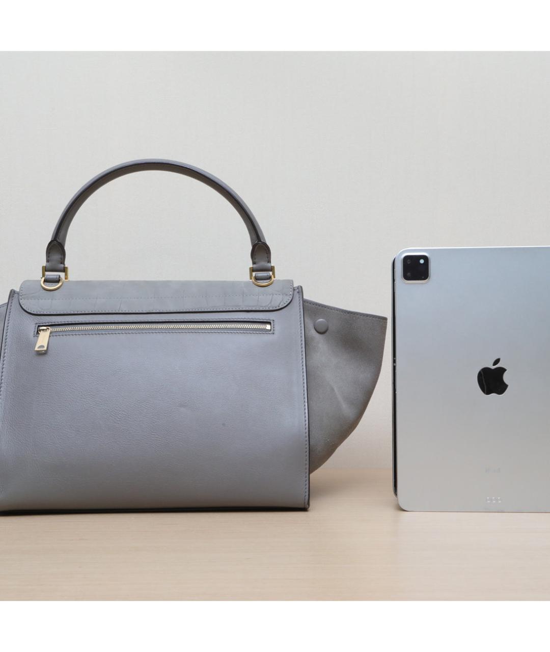 CELINE Серая кожаная сумка через плечо, фото 7