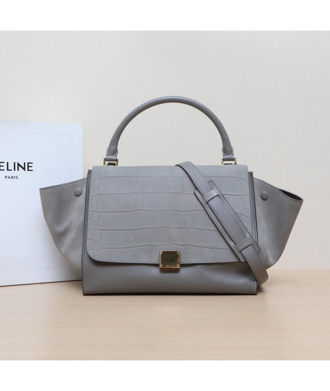 CELINE Серая кожаная сумка через плечо, фото 2