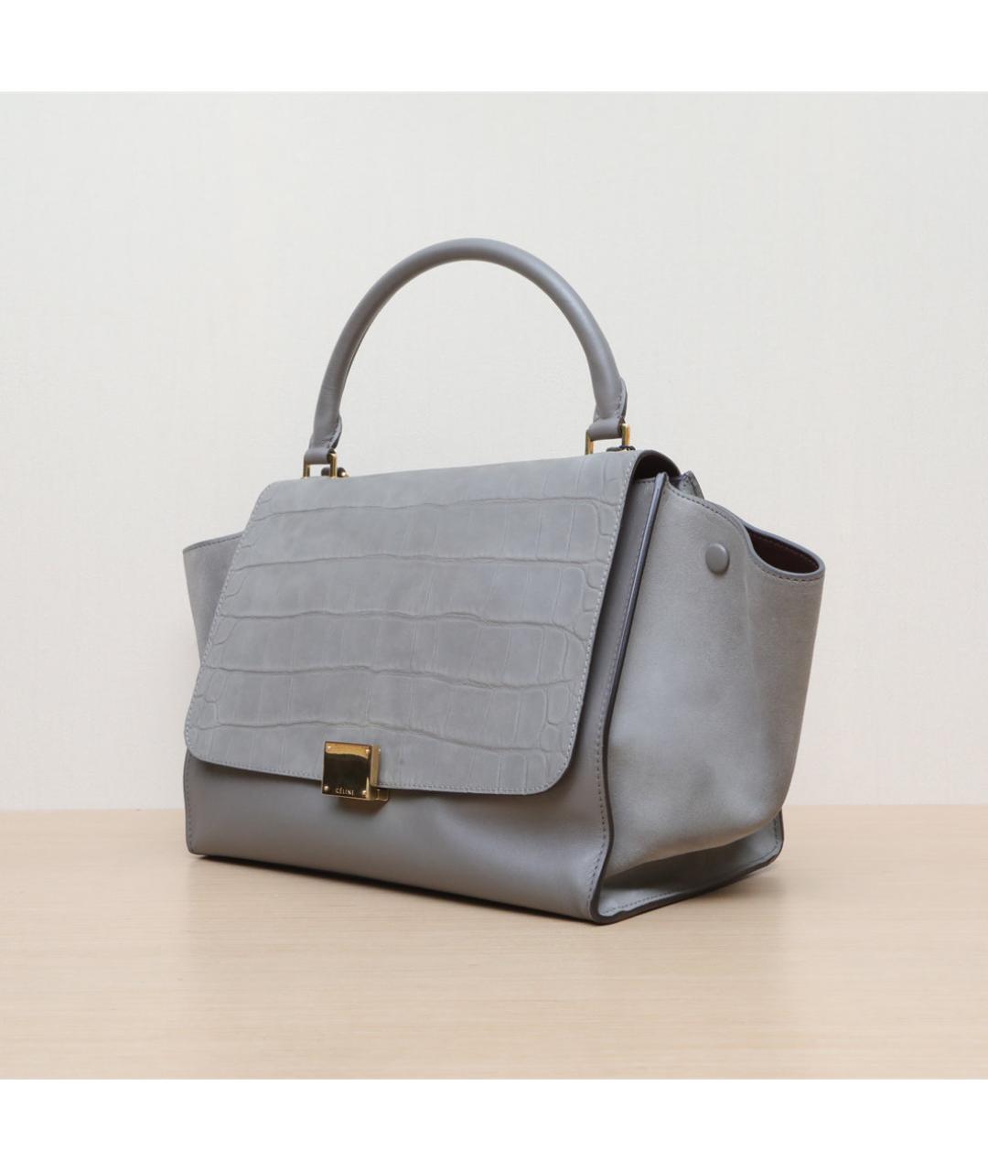 CELINE Серая кожаная сумка через плечо, фото 4