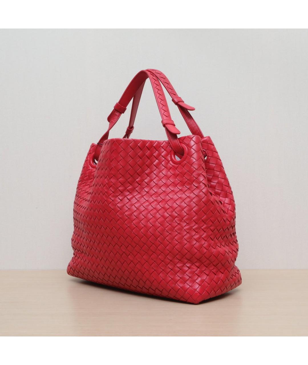BOTTEGA VENETA Красная кожаная сумка через плечо, фото 4