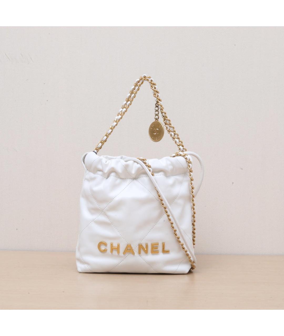 CHANEL Белая кожаная сумка через плечо, фото 3