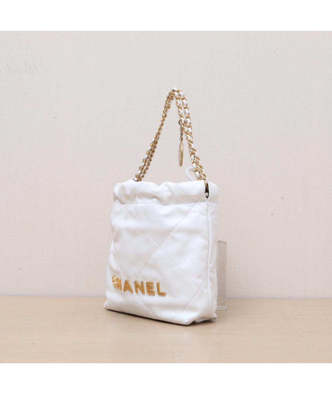 CHANEL Белая кожаная сумка через плечо, фото 4