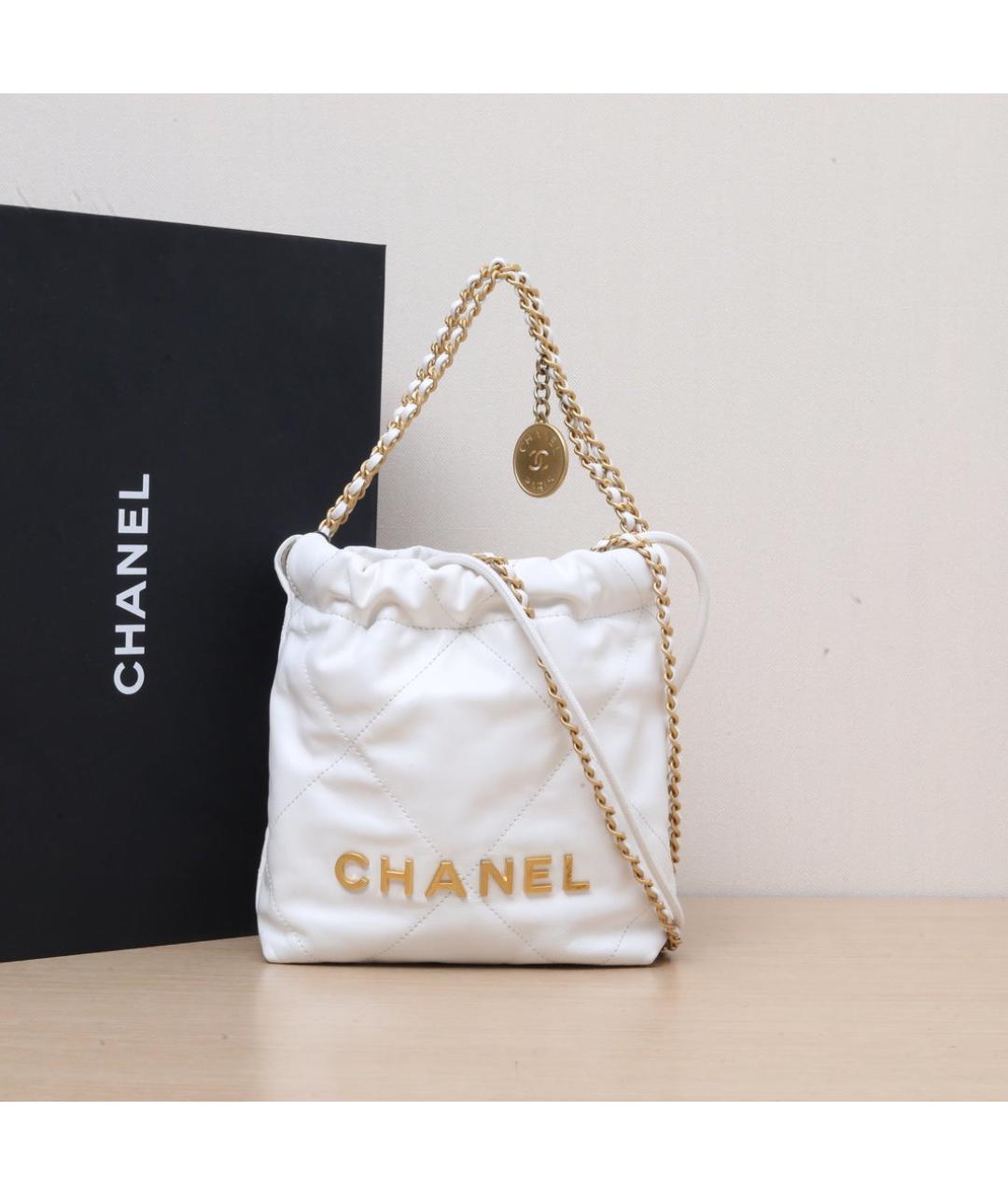 CHANEL Белая кожаная сумка через плечо, фото 2