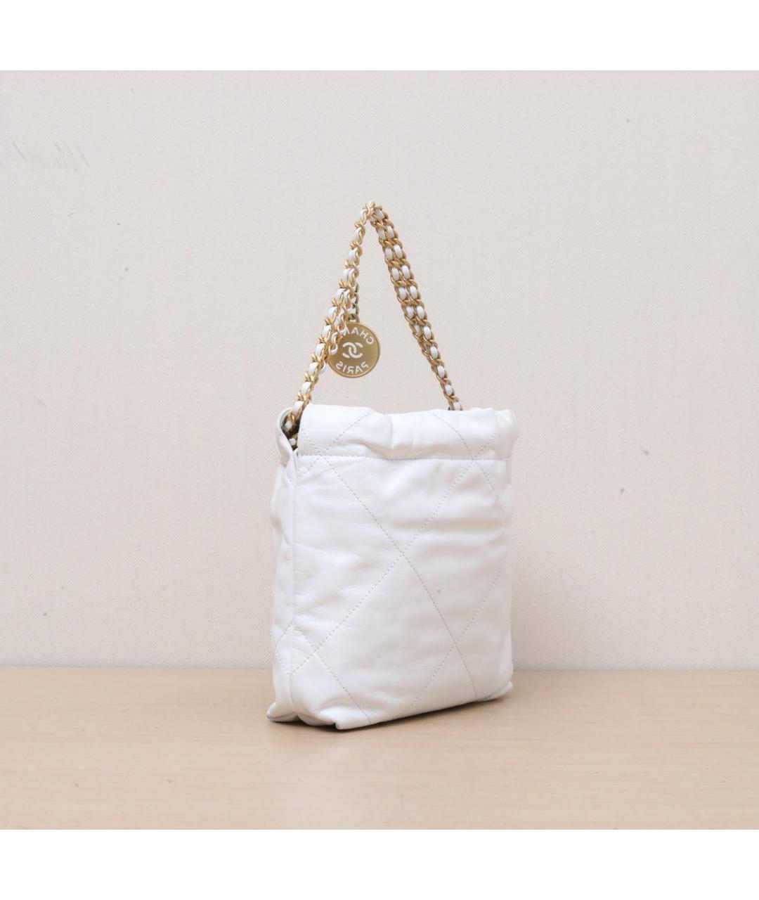 CHANEL Белая кожаная сумка через плечо, фото 6