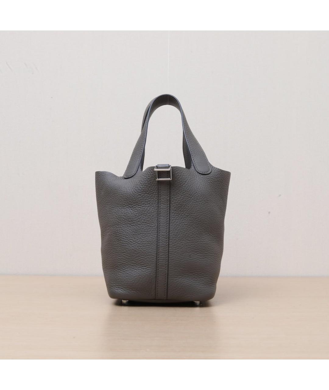 HERMES Серая кожаная сумка через плечо, фото 3