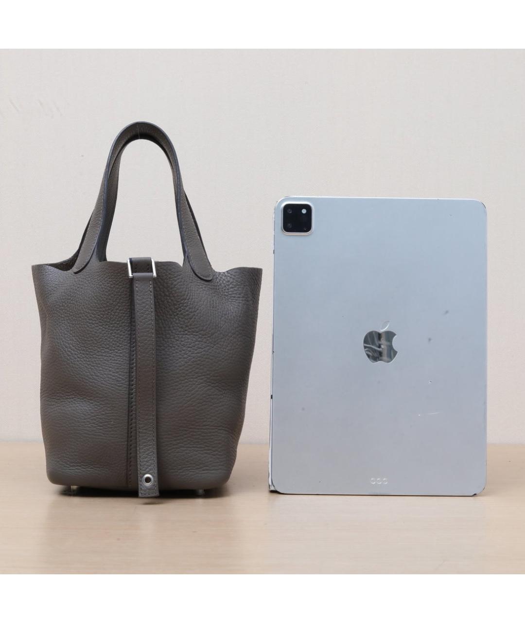 HERMES Серая кожаная сумка через плечо, фото 7