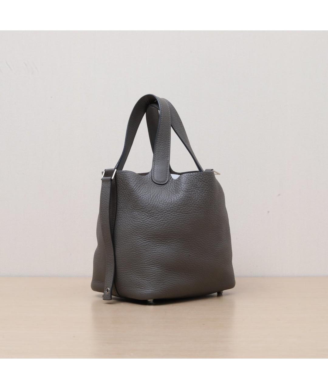 HERMES Серая кожаная сумка через плечо, фото 6