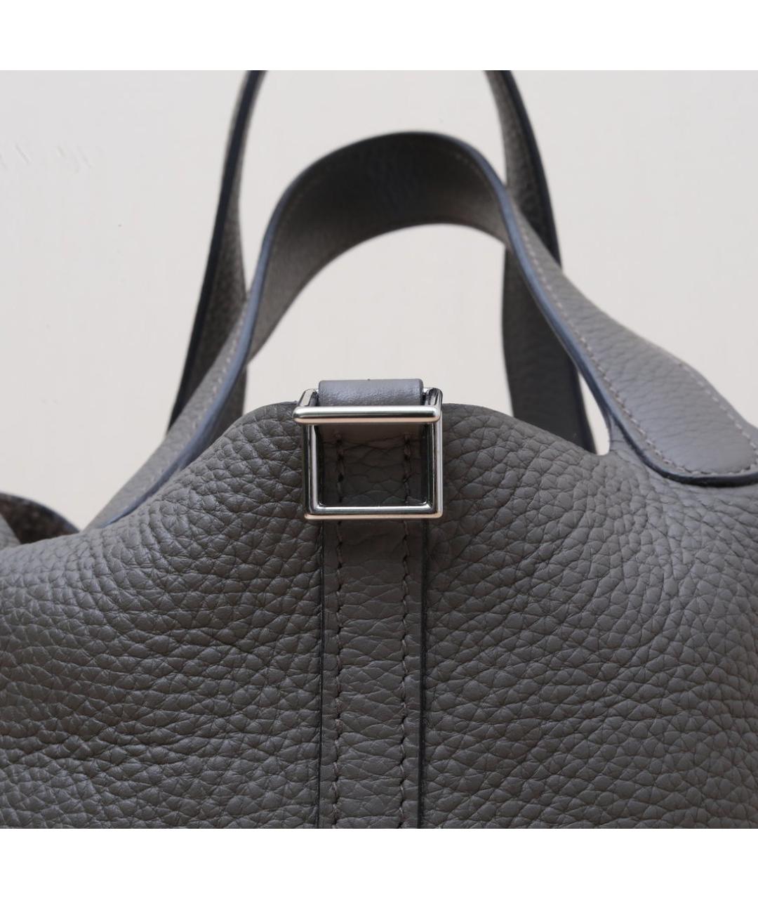 HERMES Серая кожаная сумка через плечо, фото 8
