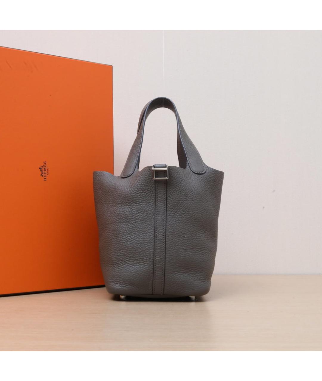 HERMES Серая кожаная сумка через плечо, фото 2