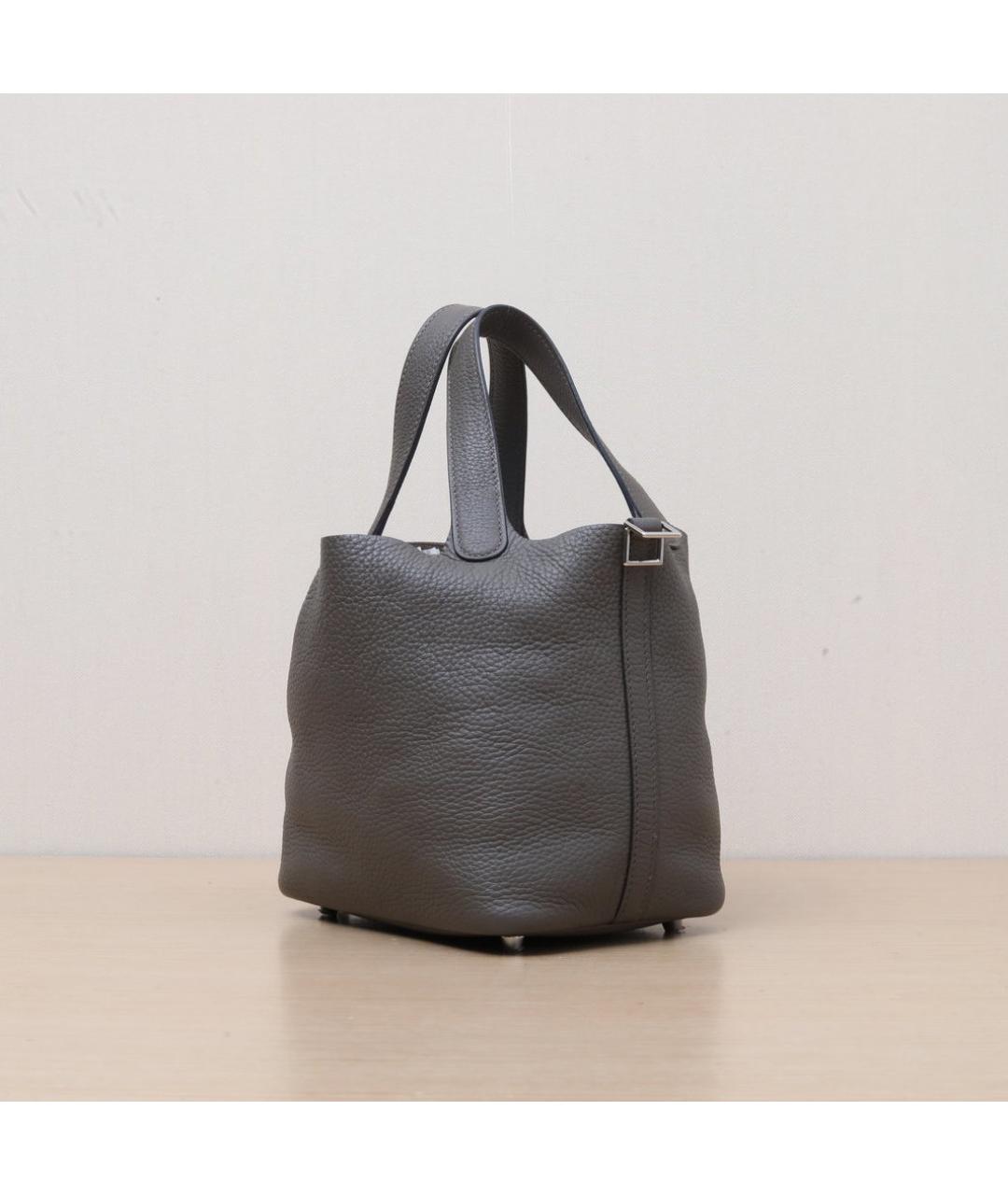 HERMES Серая кожаная сумка через плечо, фото 4